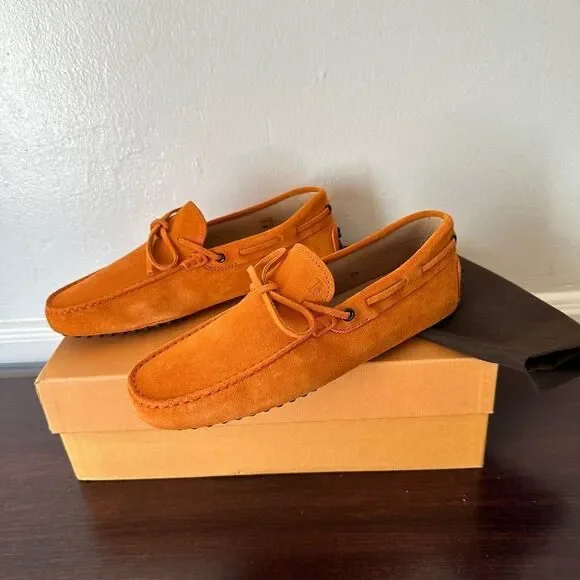 Tod's Men's Orange Suede slip-on Loafers size EU 38 - US 5,5 new in box - Picture 5 of 15
